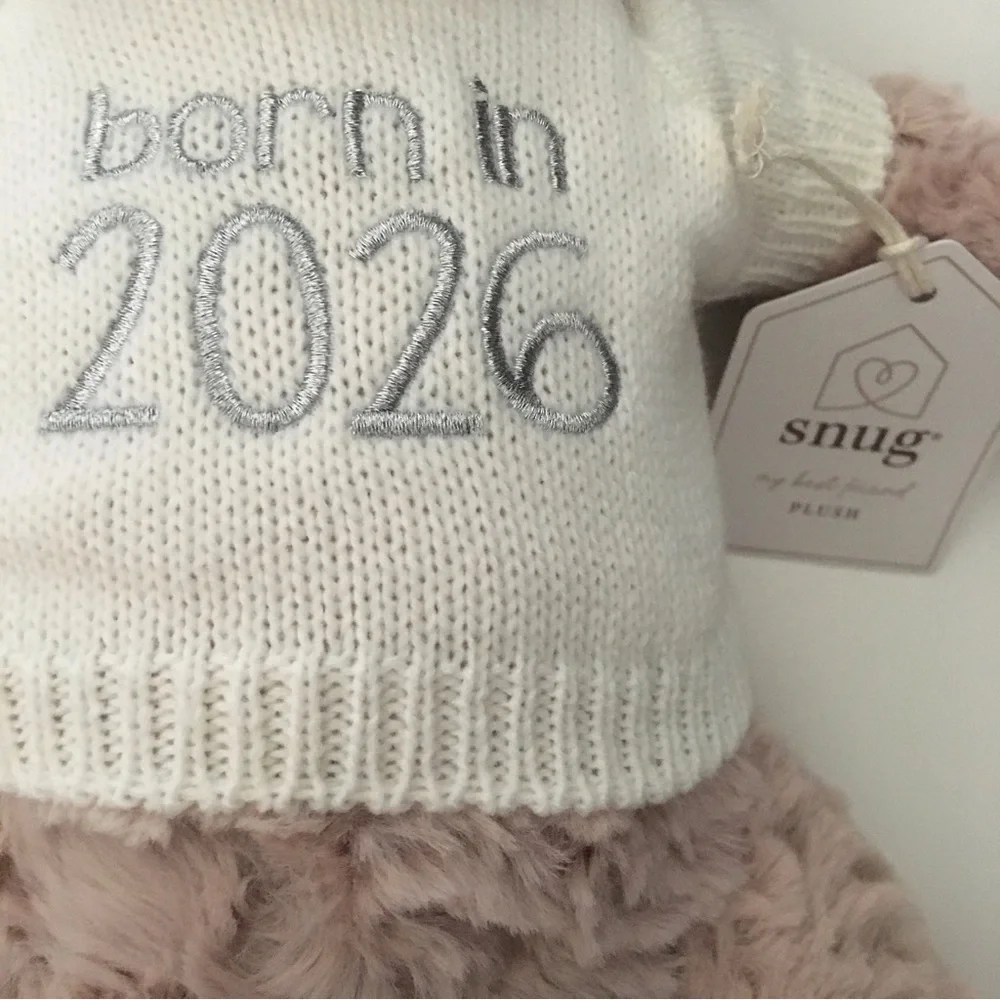 NEW Plush Bear with Sweater Embroidered Born in 2026 CuddleToy Newborn Gift